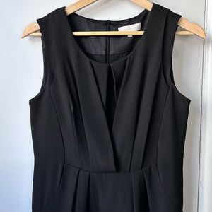 LANGBOW Paris Pleated Front Black Shift Dress